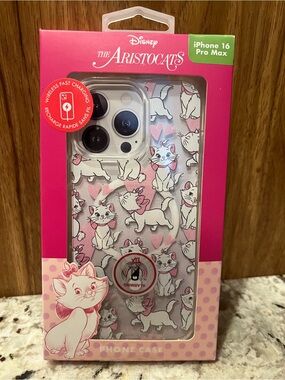 Disney The Aristocats Pink and White iPhone 16 Pro Max Case with Ring Grip